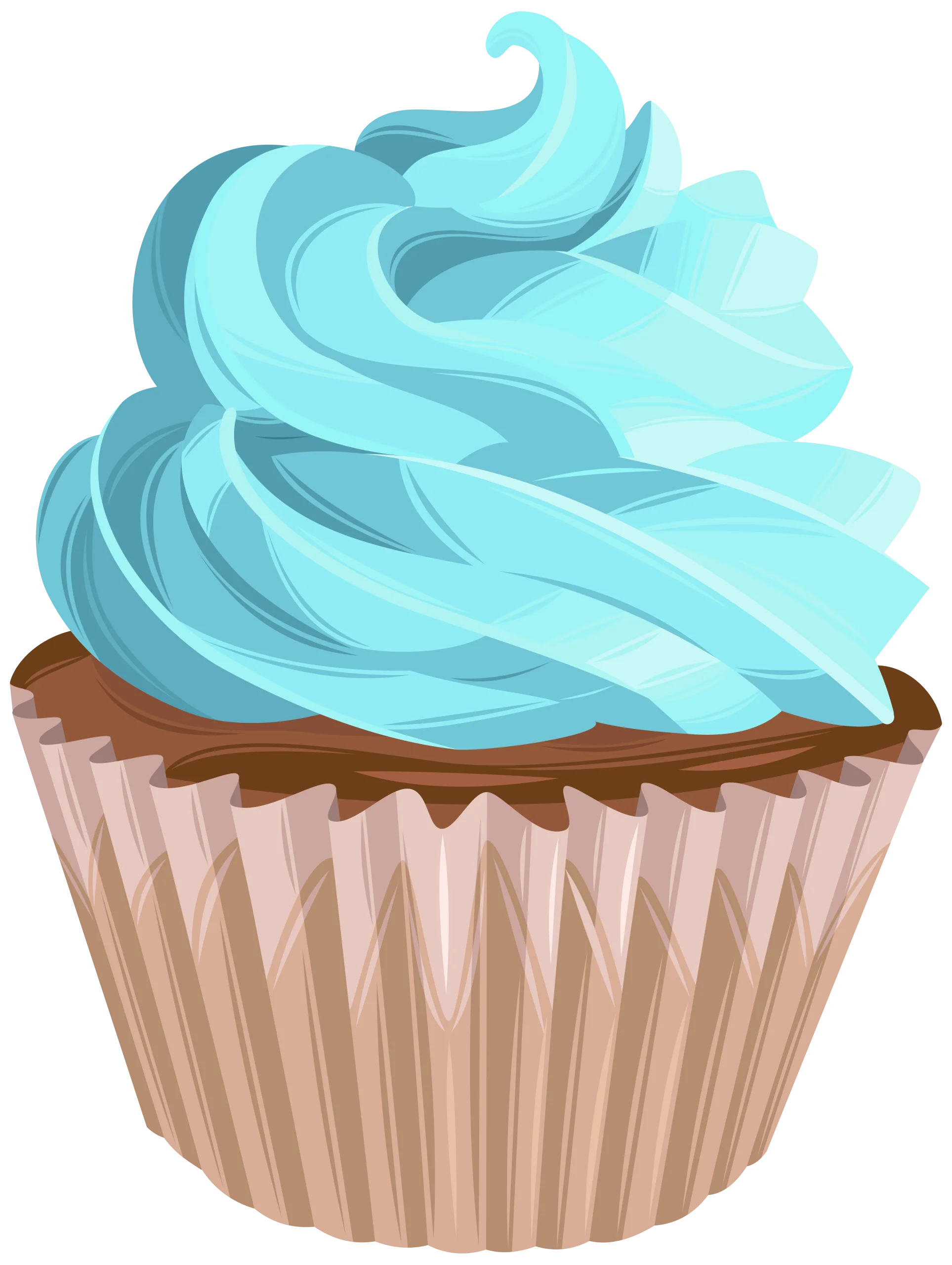 Delightful Blue Swirl Frosted Cupcake Clipart with Soft Pastel Elegance