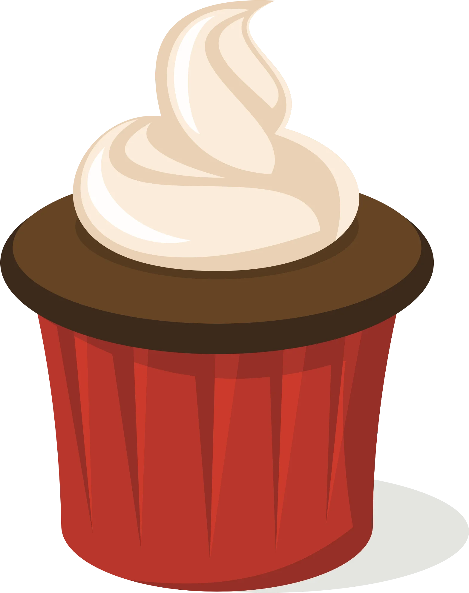 Delightful Red Velvet Cupcake with Swirled Cream Clipart Illustration