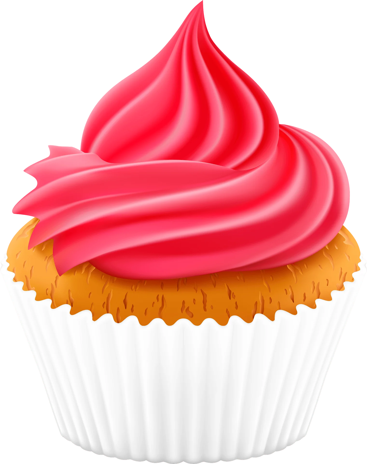 Delightful Strawberry Swirl Cupcake Clipart with Elegant Frosting Design