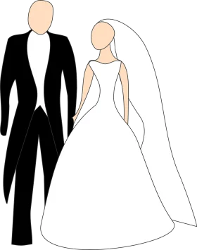 Elegant Black and White Wedding Clipart Silhouettes of Bride and Groom