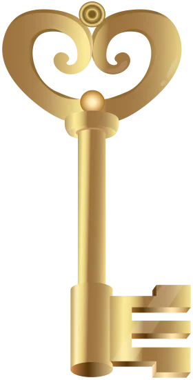 Elegant Golden Vintage Skeleton Key Clipart with Ornate Decorative Handle