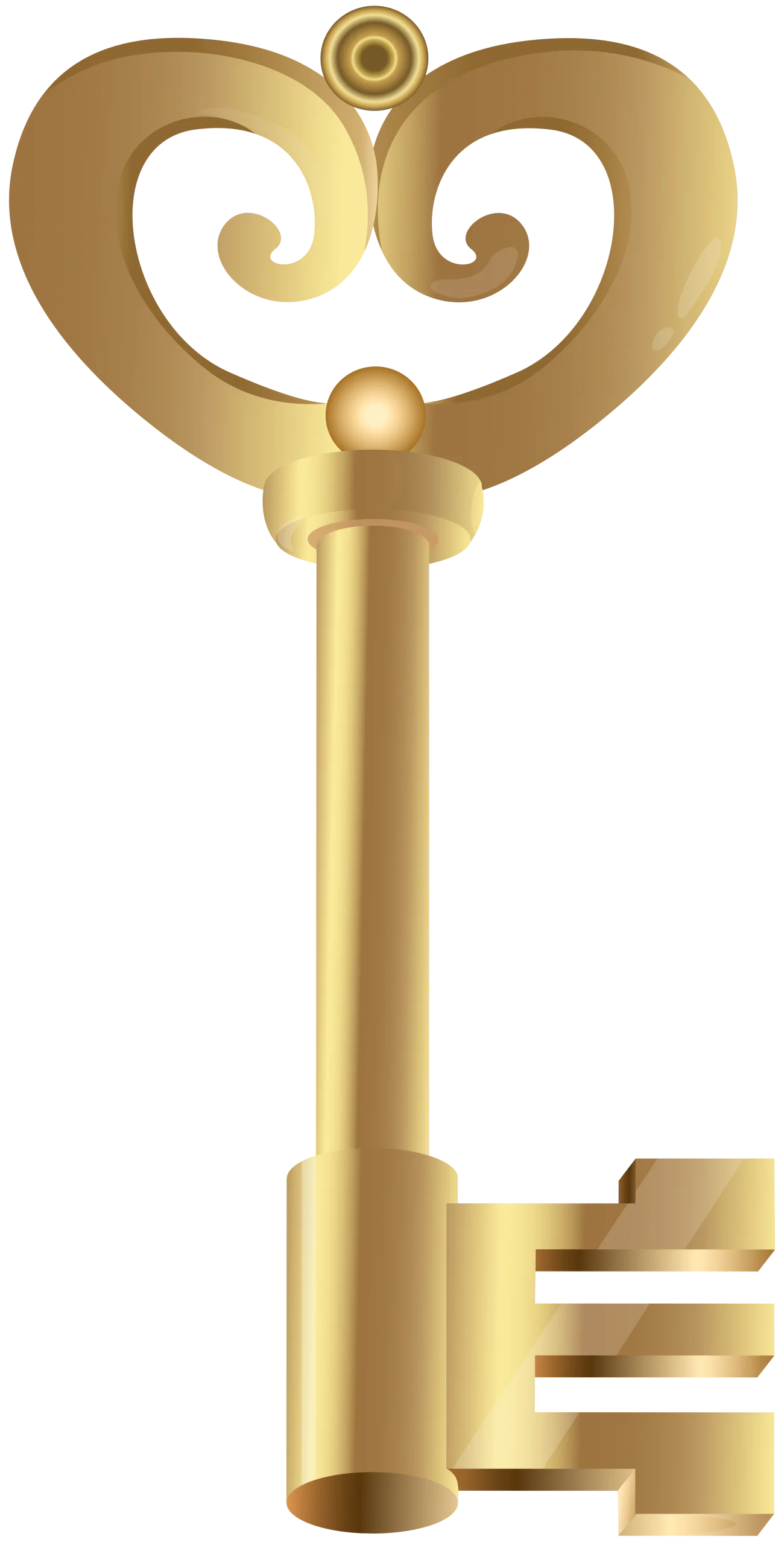 Elegant Golden Vintage Skeleton Key Clipart with Ornate Decorative Handle