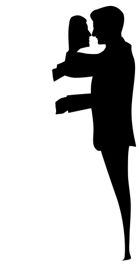Elegant Silhouette of Romantic Wedding Couple Embracing in Classic Clipart Style
