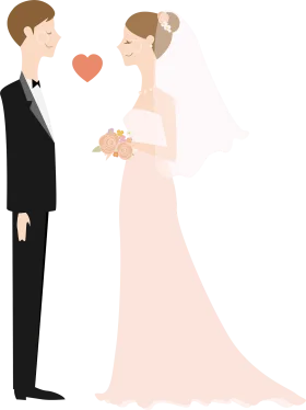 Elegant Wedding Couple Clipart - Romantic Illustration of Bride and Groom