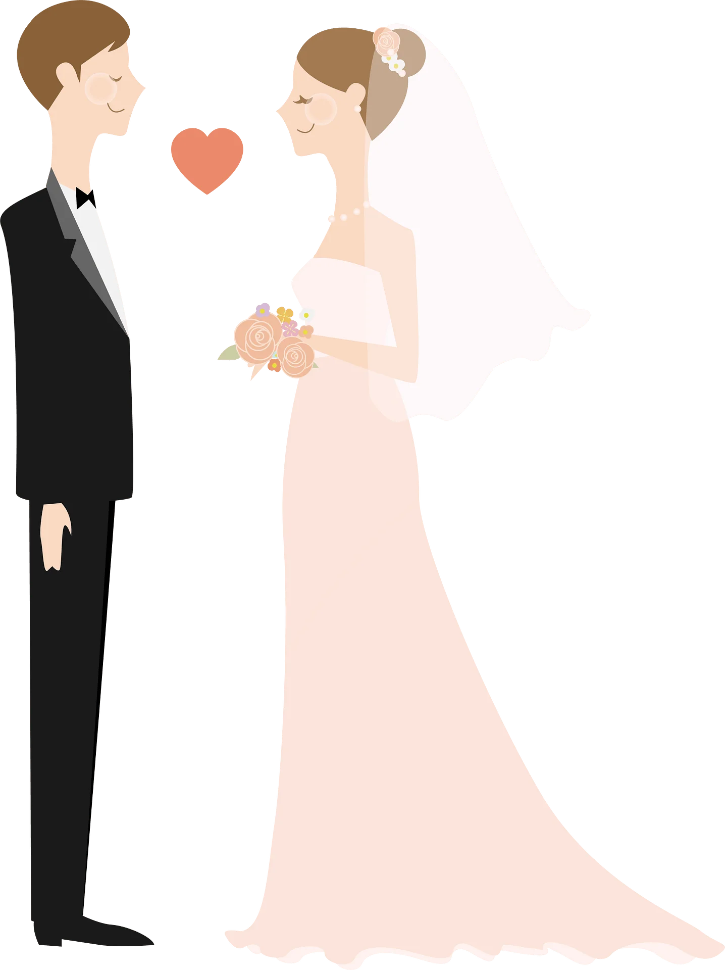Elegant Wedding Couple Clipart - Romantic Illustration of Bride and Groom