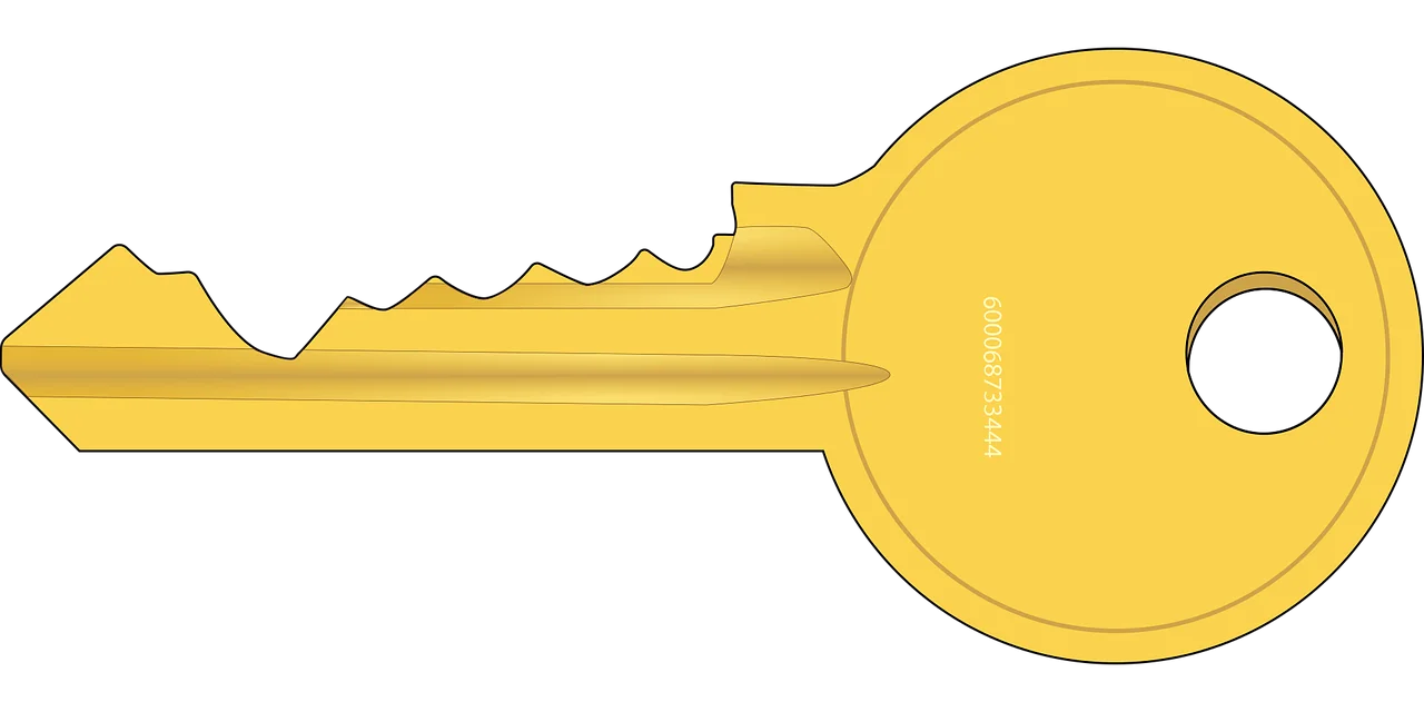 Golden Classic Key Clipart Illustration - Simple Geometric Design