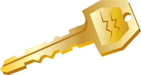 Golden Electric Lightning Key Clipart Graphic Design Element