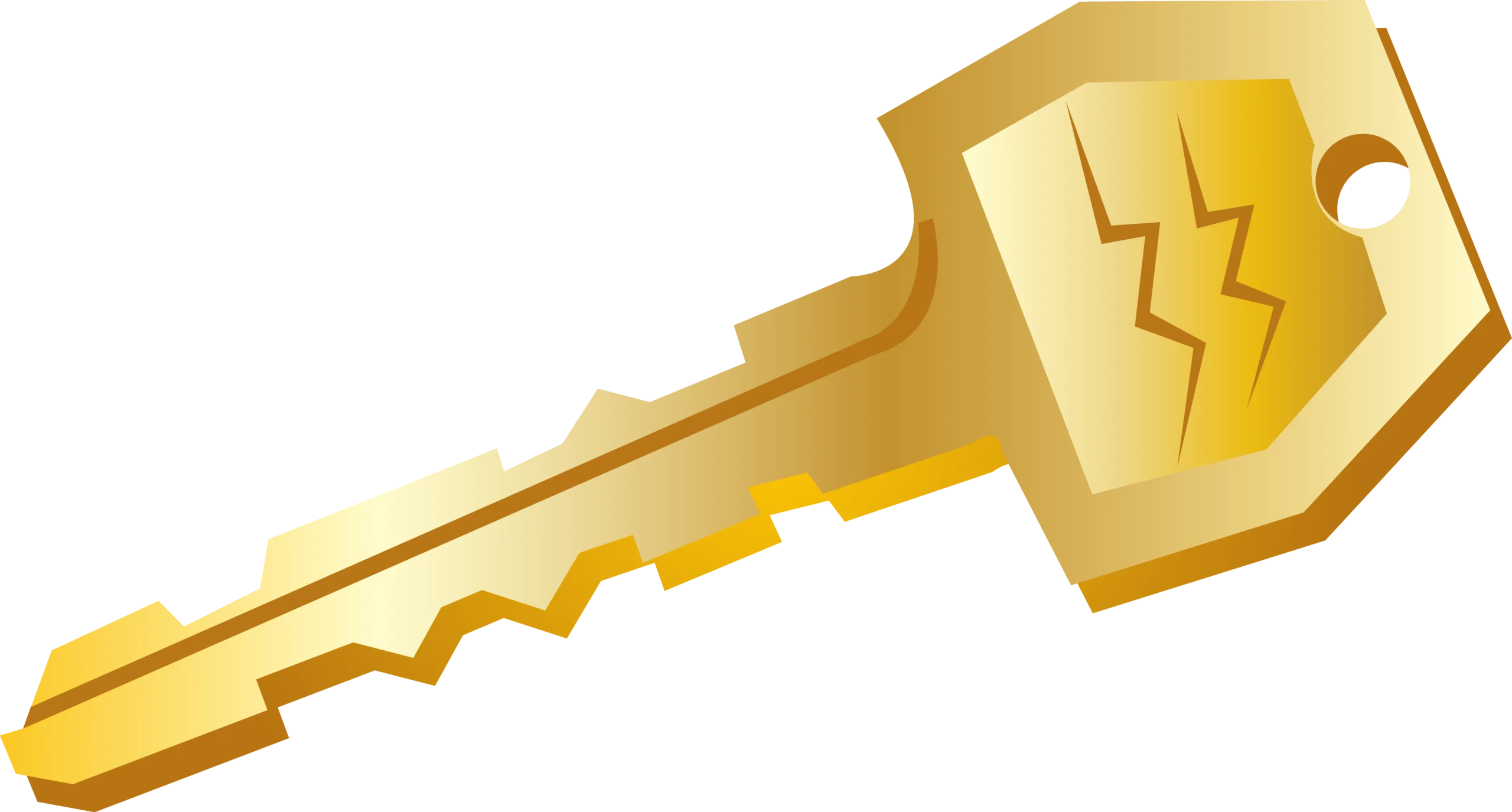 Golden Electric Lightning Key Clipart Graphic Design Element