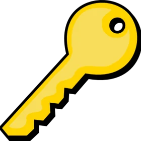 Golden Key Clipart: Simple and Sleek Symbolic Illustration of Access and Security