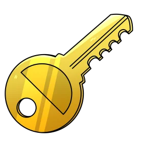 Golden Metallic Key Clipart Illustration: Simple Geometric Design