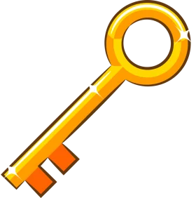Golden Vintage Skeleton Key Clipart Design with Ornate Handle and Teeth