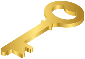 Golden Vintage Skeleton Key Clipart Illustration in Metallic Shine