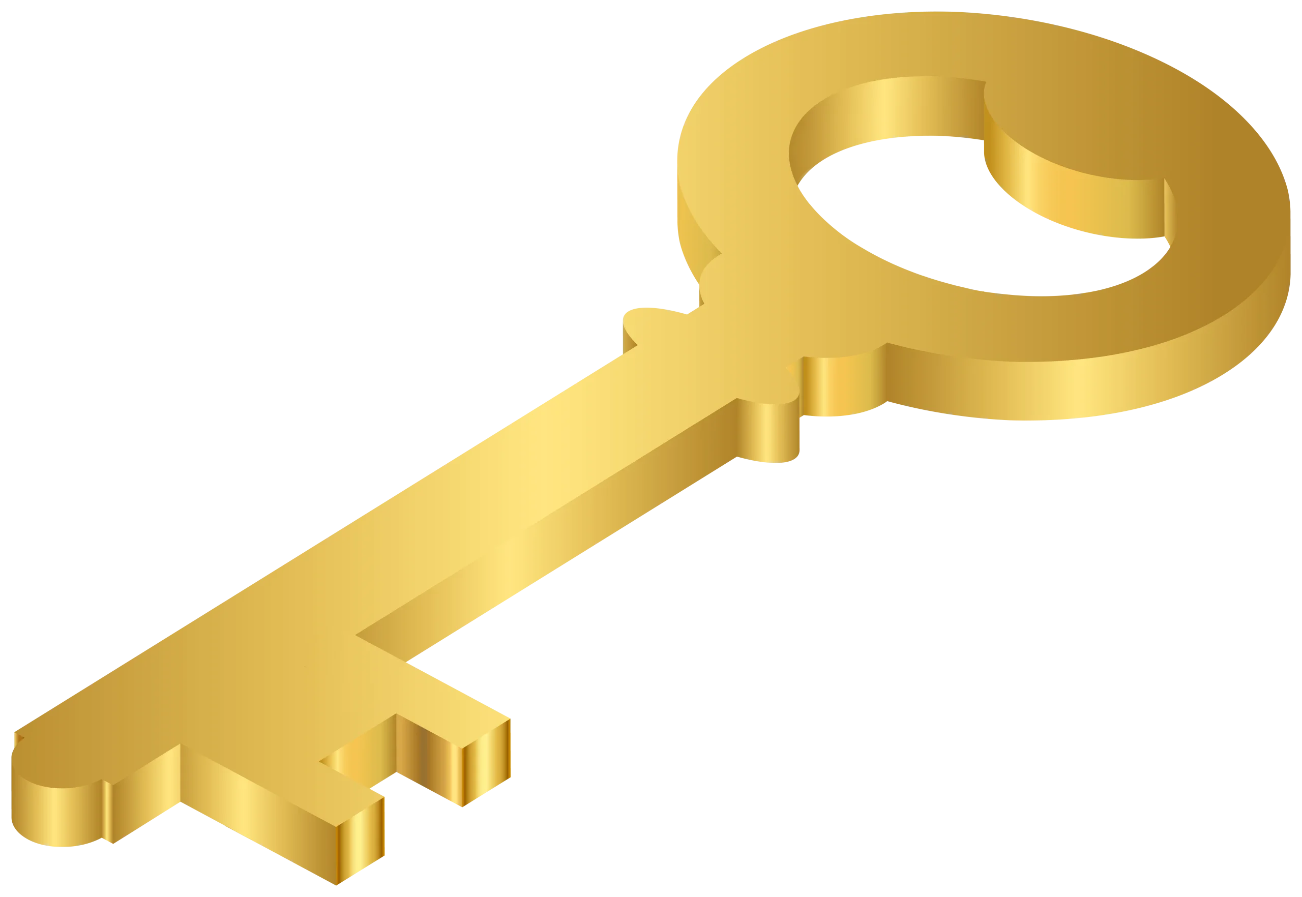 Golden Vintage Skeleton Key Clipart Illustration in Metallic Shine
