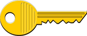 Golden Yellow Geometric Key Clipart Design with Simple Linear Patterns