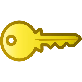 Golden Yellow Metallic Key Clipart Illustration Simple Graphic Design