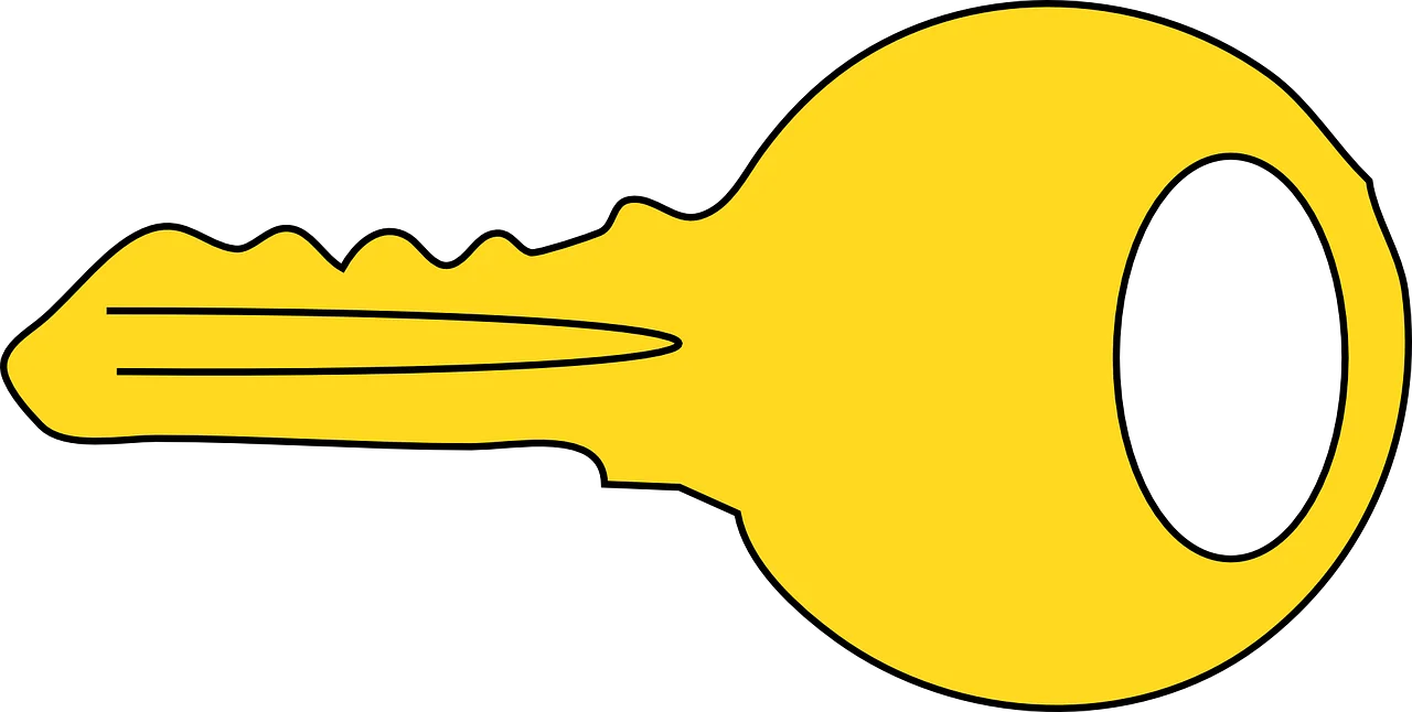 Minimalist Golden Yellow Simple Key Clipart Graphic Design Element