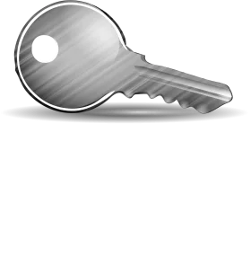Minimalist Metallic Silver Key Clipart with Smooth Gradient Shading