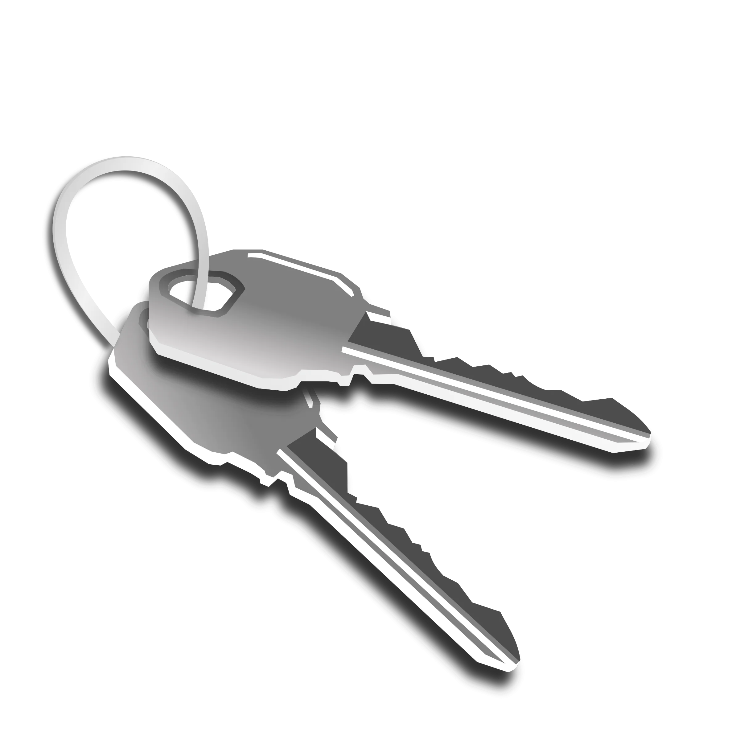 Monochrome Metal Keys on Ring: Sleek Minimalist Keychain Clipart Design