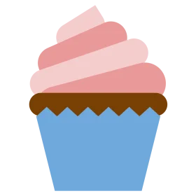 Pastel Blue and Pink Swirled Frosting Cupcake Clipart with Chocolate Base