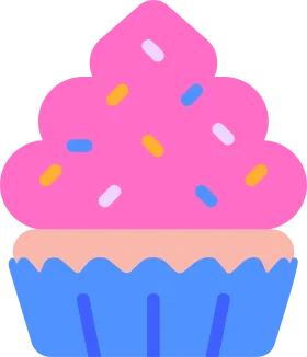 Playful Pastel Pink and Blue Cupcake Cartoon Clipart Design
