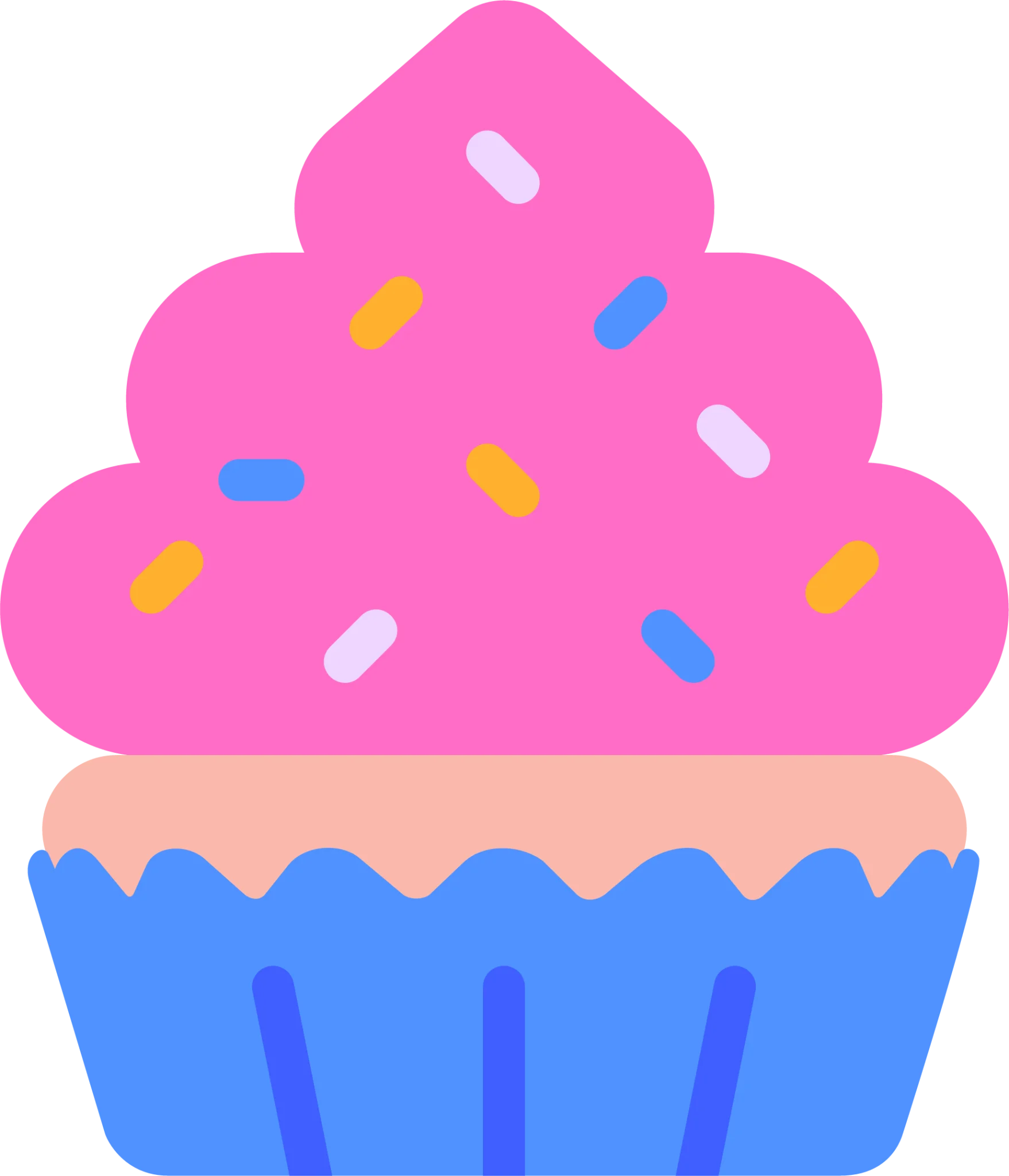 Playful Pastel Pink and Blue Cupcake Cartoon Clipart Design