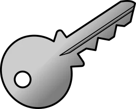 Simple Metallic Gray Key Clipart Icon for Security and Access Design