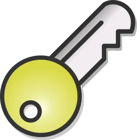 Simple Yellow and Gray Metallic Key Clipart Graphic Design Element