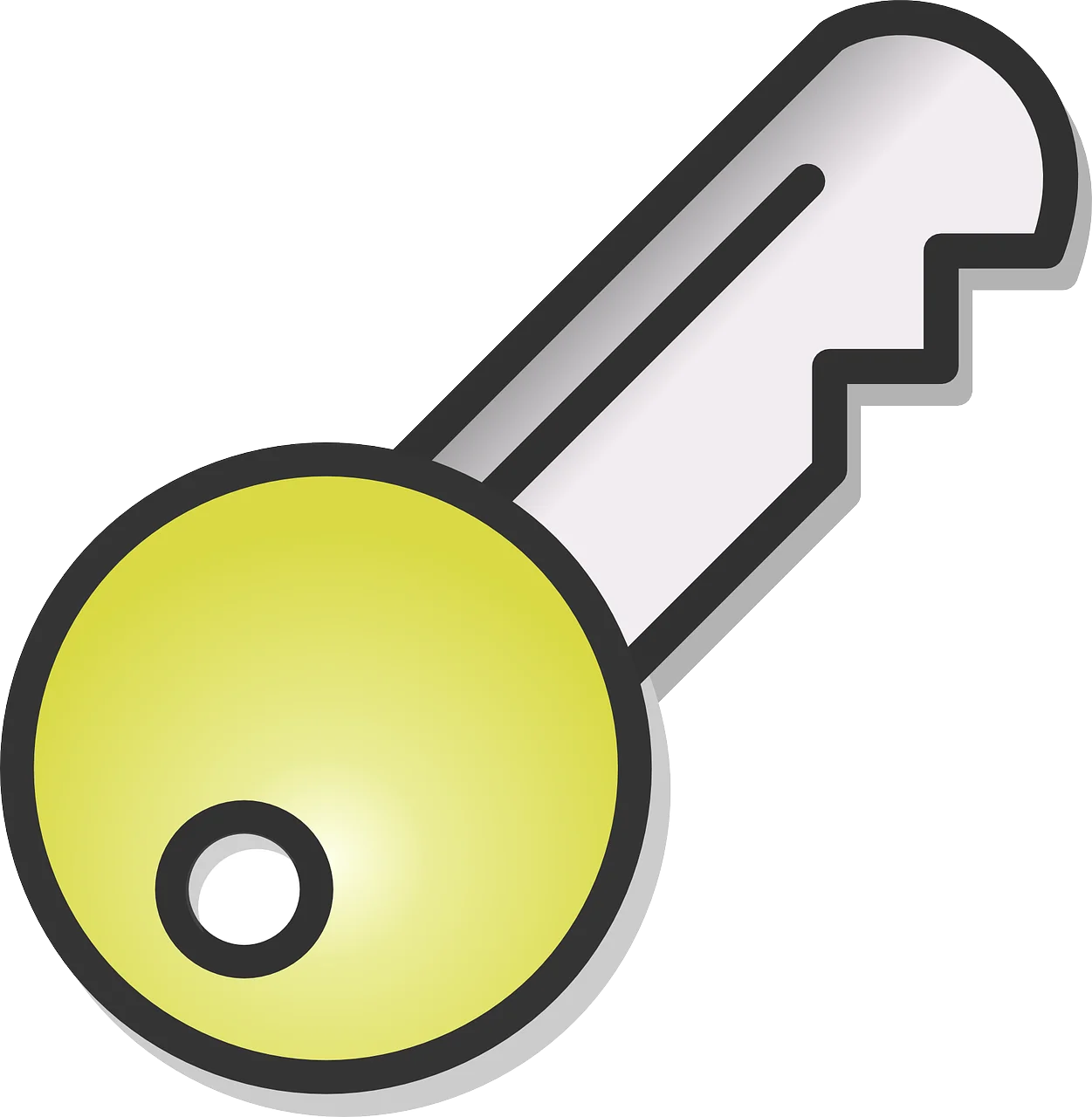 Simple Yellow and Gray Metallic Key Clipart Graphic Design Element