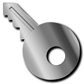 Sleek Metallic Key Clipart Design - Modern Minimalist Graphic Icon
