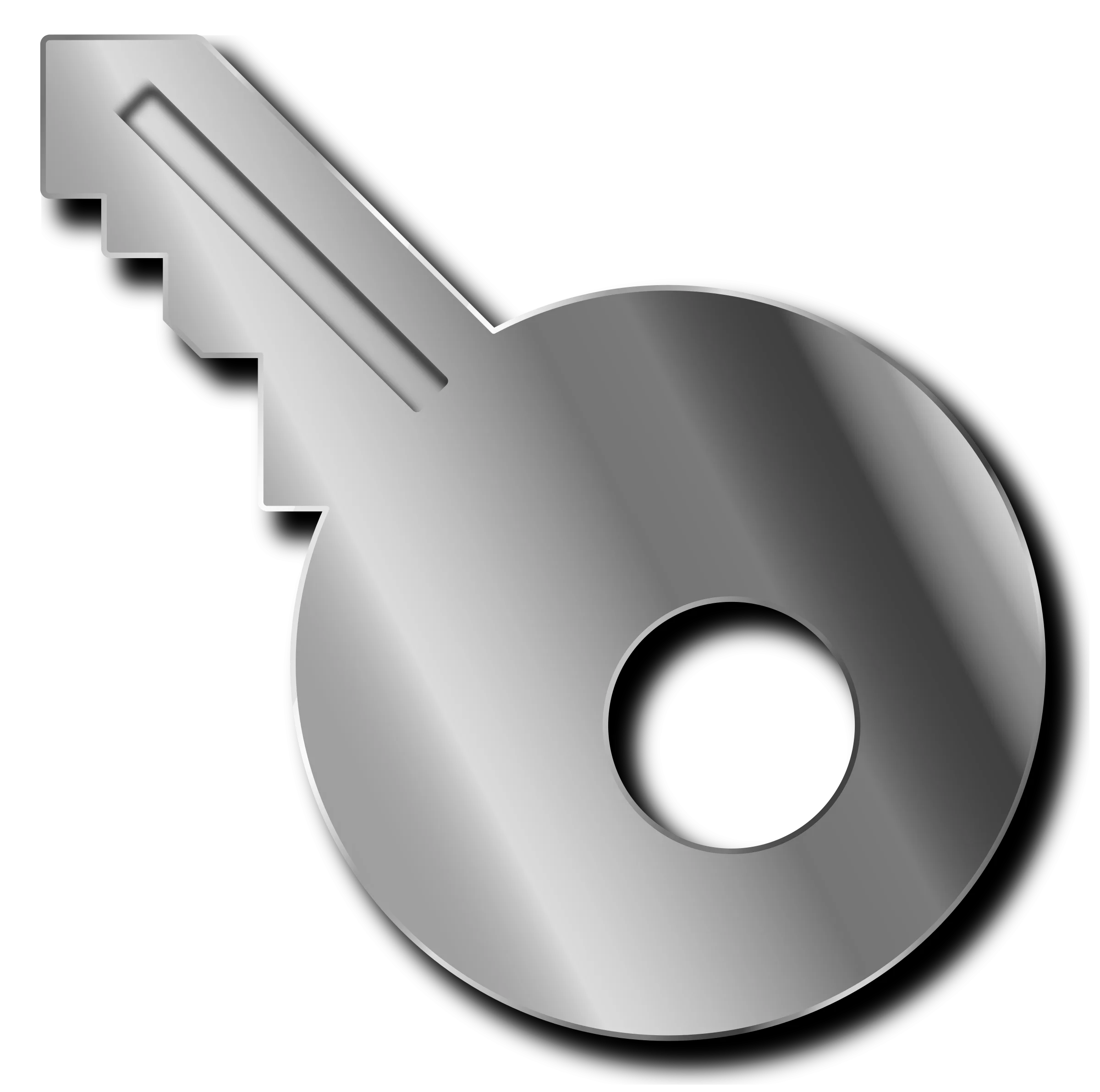 Sleek Metallic Key Clipart Design - Modern Minimalist Graphic Icon