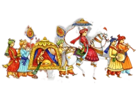 Traditional Indian Wedding Procession Festive Celebration Clipart Illustration