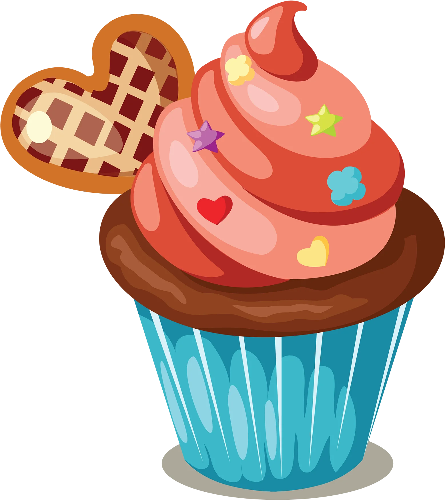 Whimsical Heart-Topped Cupcake Clipart with Playful Decorative Elements
