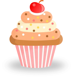 Whimsical Pastel Swirled Cupcake Clipart with Cherry on Top
