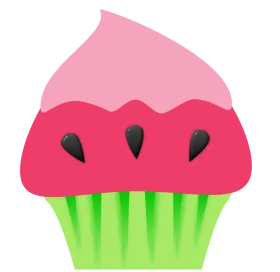 Whimsical Watermelon-Inspired Cupcake Clipart with Playful Design