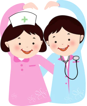Adorable Cartoon Nurses Clipart Showcasing Healthcare Profession with Cheerful Smiles