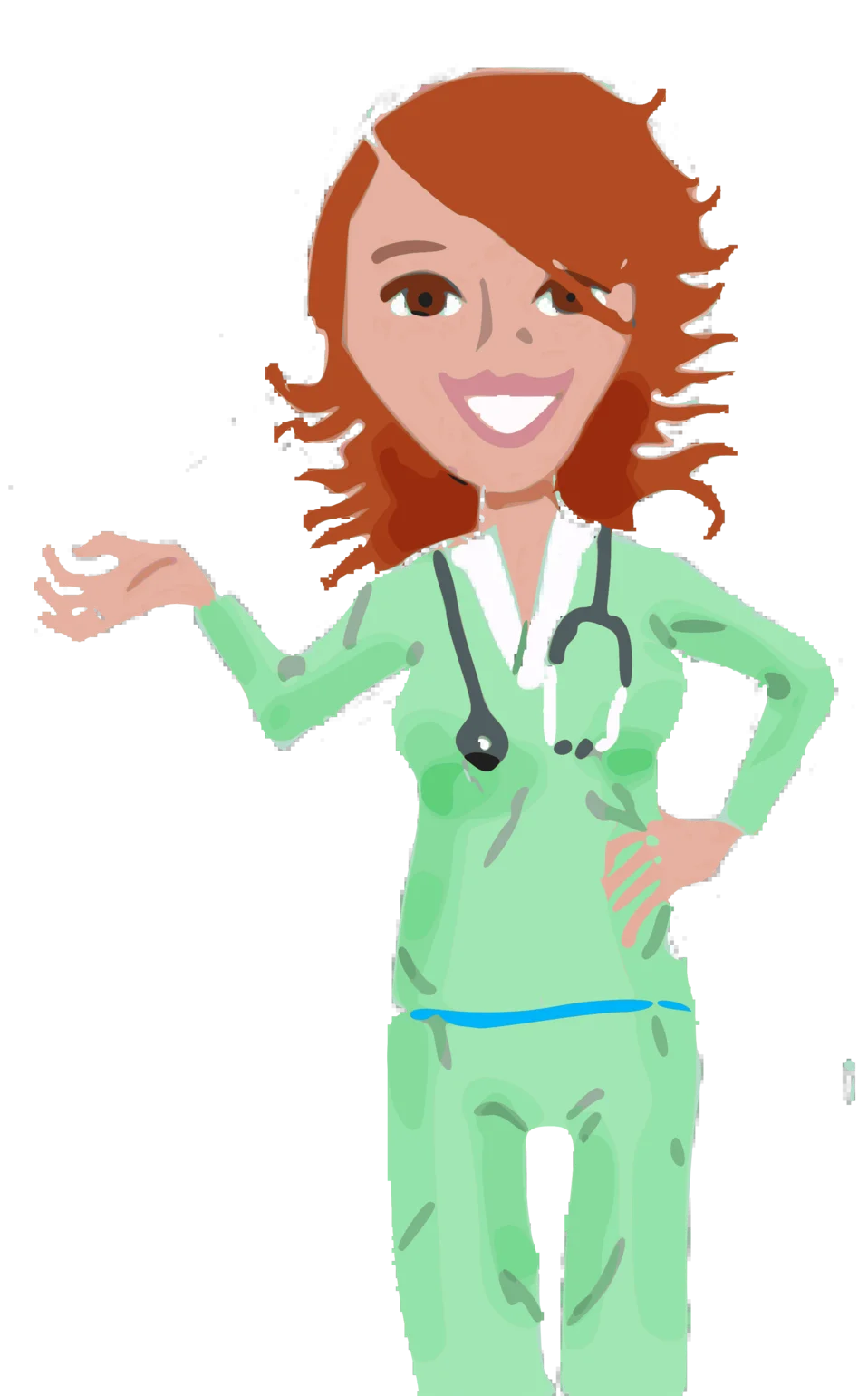 Cheerful Healthcare Professional Nursing Clipart Illustration with Friendly Gesture