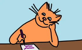 Cheerful Orange Cat Writer Crafting a Masterpiece Clipart Illustration
