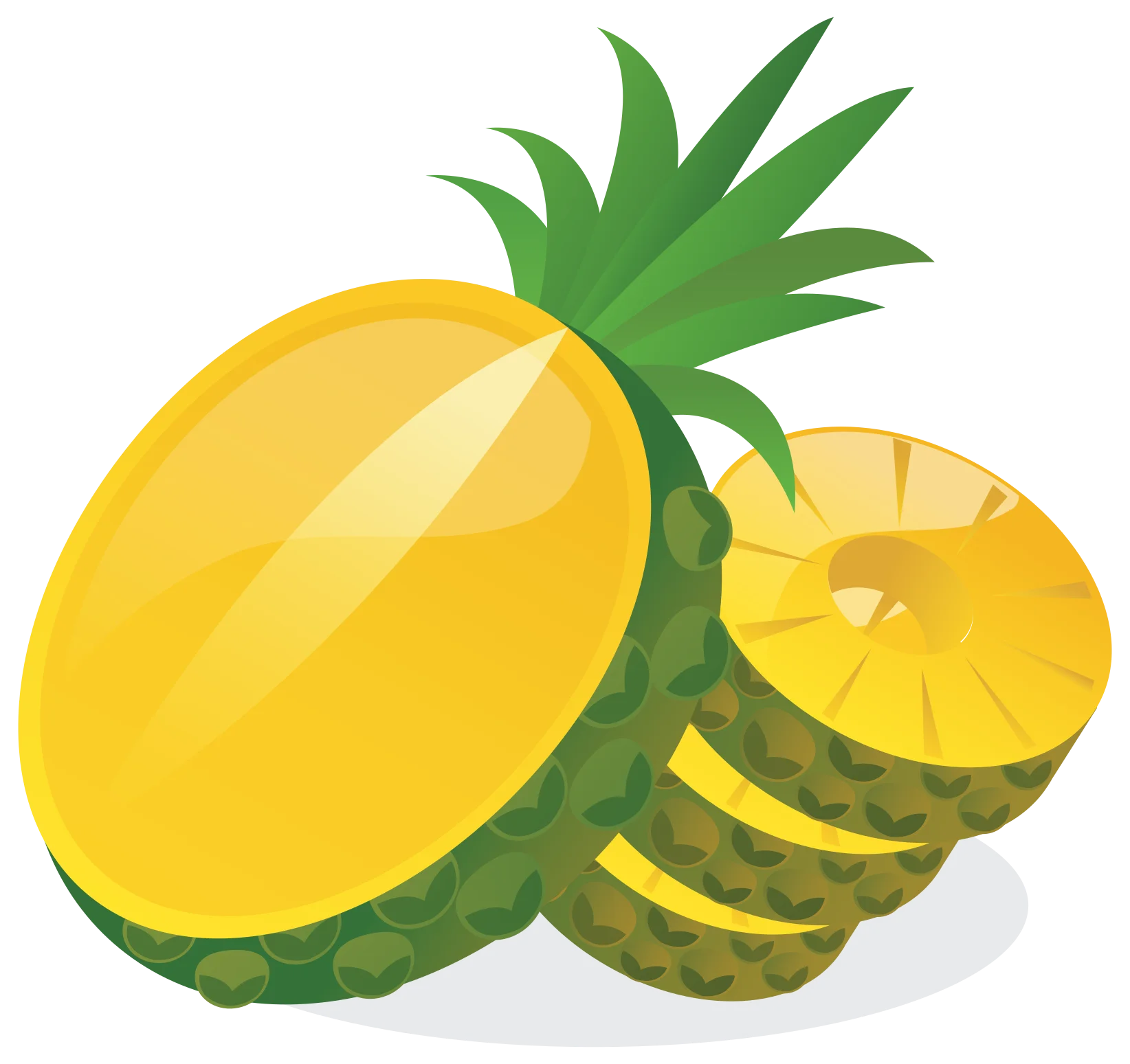 Cheerful Tropical Pineapple Clipart Illustration with Sliced Fruit Sections