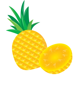 Cheerful Tropical Pineapple Clipart Illustration with Whole and Sliced Fruit