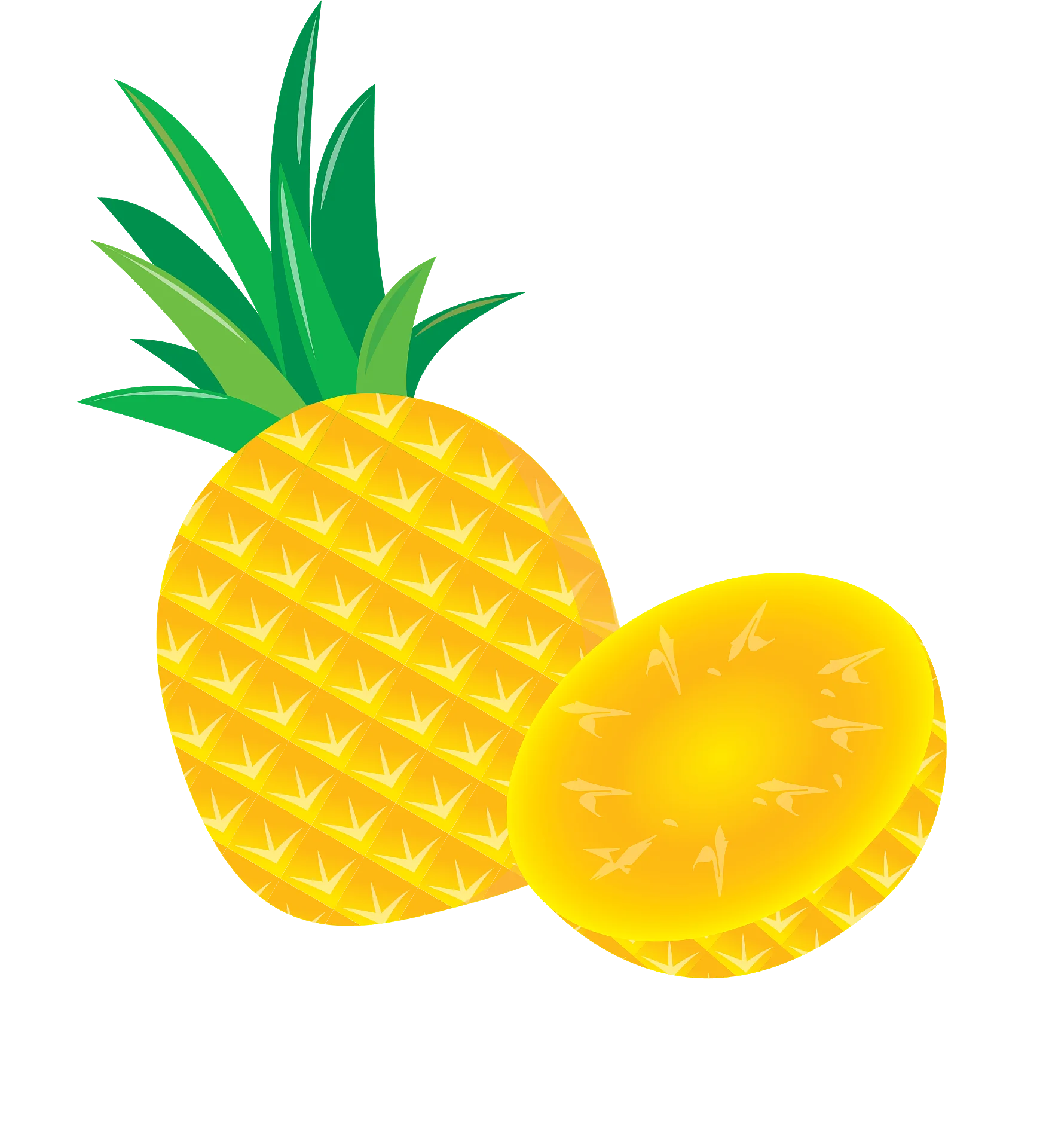 Cheerful Tropical Pineapple Clipart Illustration with Whole and Sliced Fruit