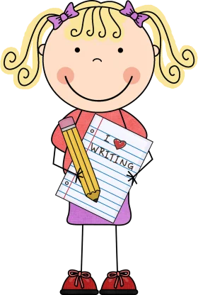 Cheerful Young Student Holding Pencil and Writing Worksheet Clipart Illustration