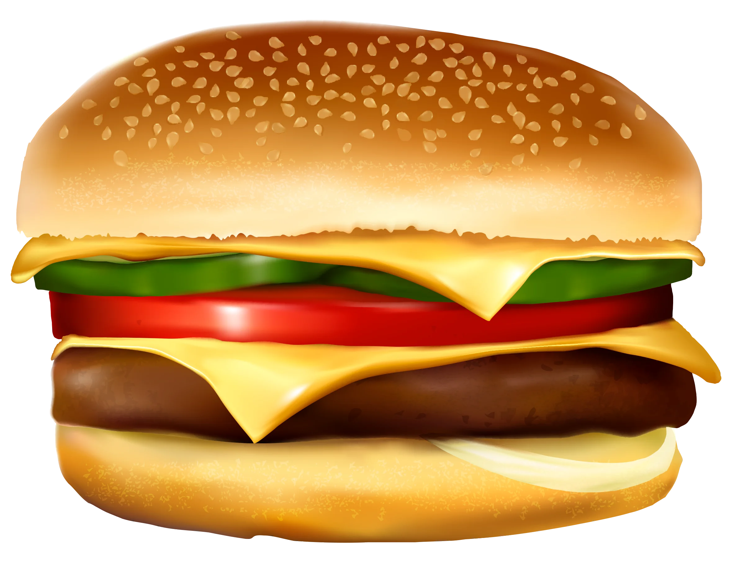 Classic Cheeseburger Clipart: Appetizing Graphic Design with Layered Burger Elements