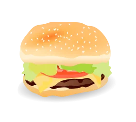 Classic Cheeseburger Clipart: Appetizing Illustration of a Juicy Burger Design