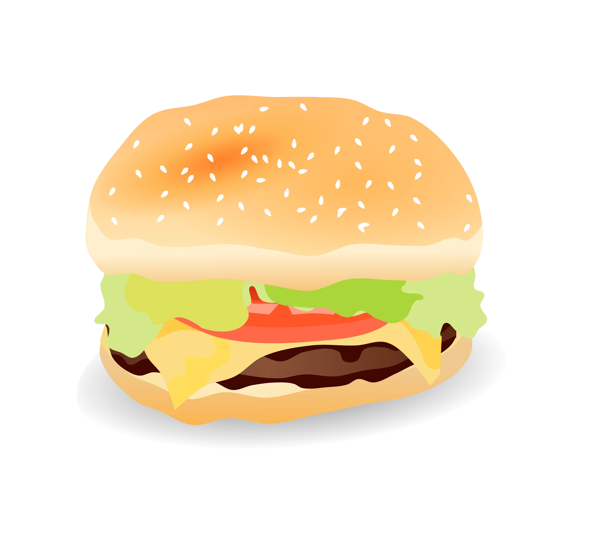 Classic Cheeseburger Clipart: Appetizing Illustration of a Juicy Burger Design