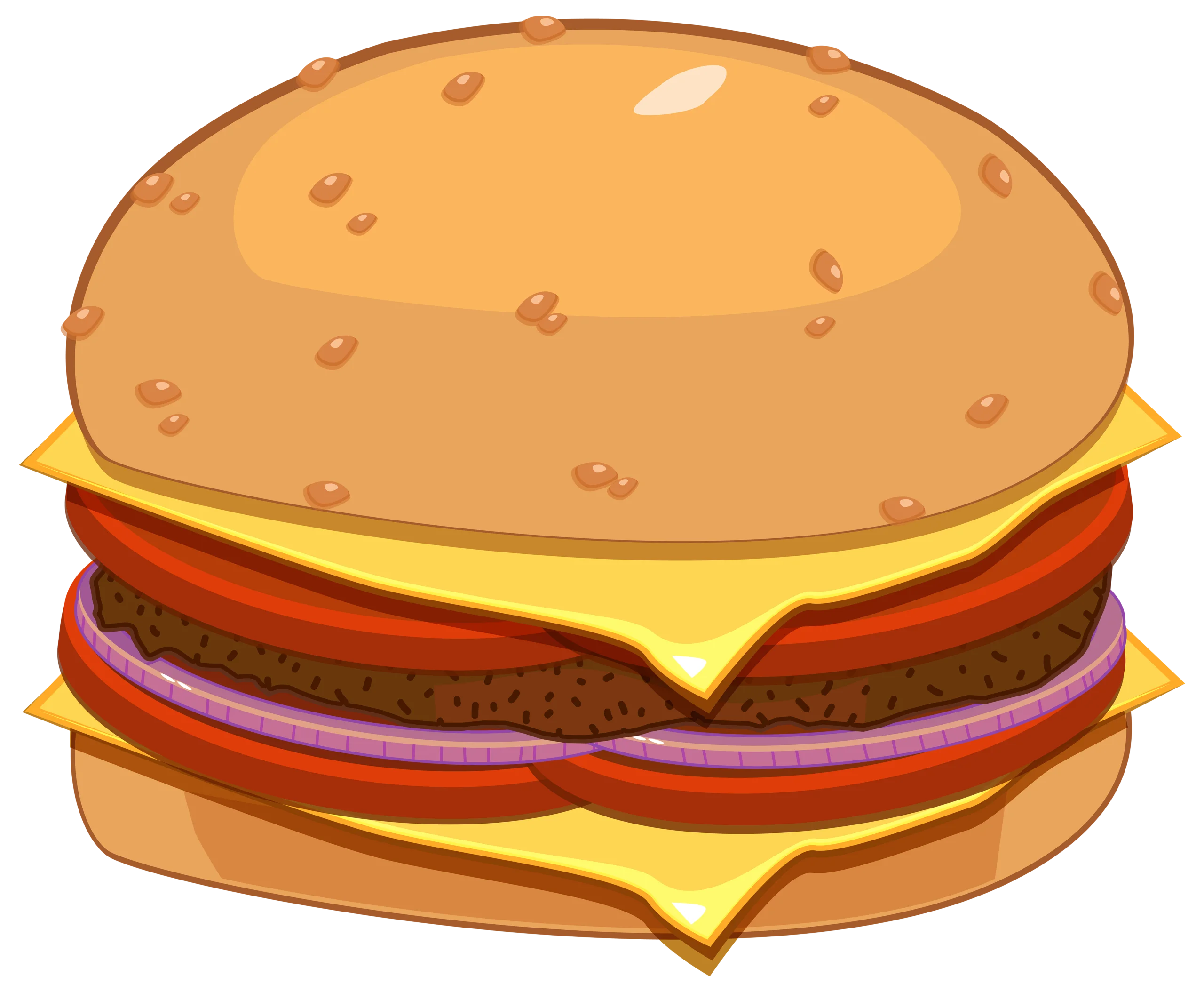 Classic Cheeseburger Clipart: Deliciously Illustrated Fast Food Graphic Design