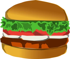 Classic Cheeseburger Clipart Illustration with Fresh Layered Ingredients