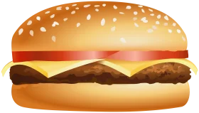 Classic Cheeseburger Clipart with Golden Sesame Seed Bun and Melted Cheese