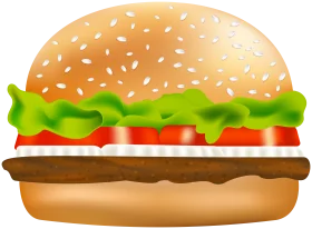 Classic Cheeseburger Clipart with Sesame Seed Bun and Fresh Ingredients