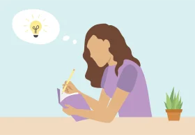 Creative Moment: Writer's Inspiration Clipart Illustration of Brainstorming Process