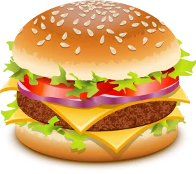 Delicious Cheeseburger Clipart with Sesame Seed Bun and Fresh Ingredients